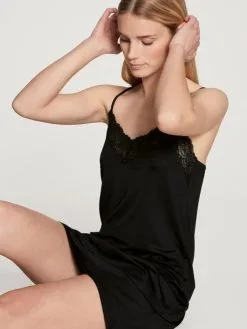 Calida Sensual Secrets Nachthemd Mit Spaghettiträgern, Länge 85cm Schwarz -Unterwäsche Verkäufe 17131 992 3