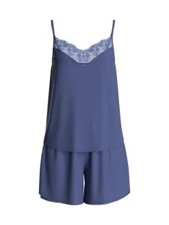 Calida Bamboo Nights Kurz-Pyjama Marine Water Blue -Unterwäsche Verkäufe Calida Bamboo Nights Kurz Pyjama blau 43251 427 4