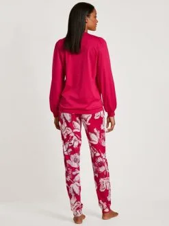 Calida Blooming Nights Bündchen-Pyjama Barberry Red -Unterwäsche Verkäufe Calida Blooming Nights Buendchen Pyjama rot 43352 176 2