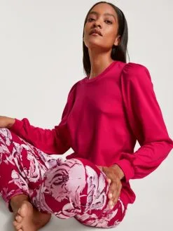 Calida Blooming Nights Bündchen-Pyjama Barberry Red -Unterwäsche Verkäufe Calida Blooming Nights Buendchen Pyjama rot 43352 176 6