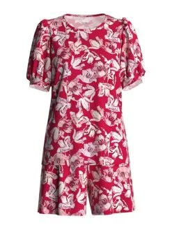 Calida Blooming Nights Kurz-Pyjama Barberry Red -Unterwäsche Verkäufe Calida Blooming Nights Kurz Pyjama rot 43052 176 6