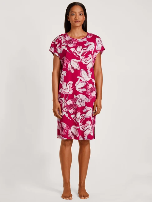 Calida Blooming Nights Kurzarm-Nachthemd, Länge 100cm Barberry Red 3 Calida Blooming Nights Kurzarm-Nachthemd, Länge 100cm Barberry Red