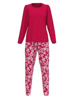 Calida Blooming Nights Pyjama, Lang Barberry Red -Unterwäsche Verkäufe Calida Blooming Nights Pyjama lang rot 43152 176 7