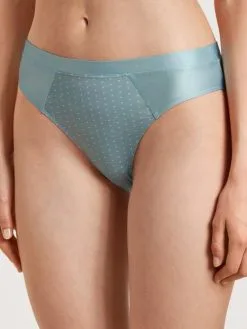 Calida Cate Print Slip, Regular Cut Blue Satin