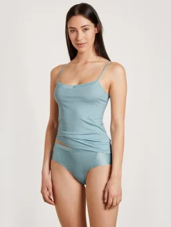 Calida Cate Print Spaghetti-Top Blue Satin -Unterwäsche Verkäufe Calida Cate Print Spaghetti Top blau 10298 473 2