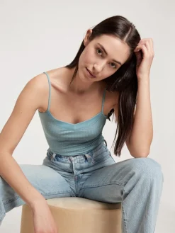 Calida Cate Print Spaghetti-Top Blue Satin -Unterwäsche Verkäufe Calida Cate Print Spaghetti Top blau 10298 473 6