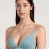 Calida Cate Print Triangel-Soft-BH Mit Schale Blue Satin -Unterwäsche Verkäufe Calida Cate Print Triangel Soft BH mit Schale blau 03198 473
