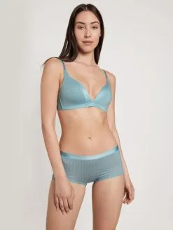 Calida Cate Print Triangel-Soft-BH Mit Schale Blue Satin -Unterwäsche Verkäufe Calida Cate Print Triangel Soft BH mit Schale blau 03198 473 2