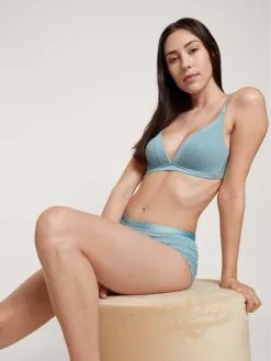 Calida Cate Print Triangel-Soft-BH Mit Schale Blue Satin -Unterwäsche Verkäufe Calida Cate Print Triangel Soft BH mit Schale blau 03198 473 5