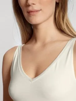 Calida Cate Tank-Top Mit V-Ausschnitt Alabaster Crème -Unterwäsche Verkäufe Calida Cate Tank Top champagner 12459 911 3