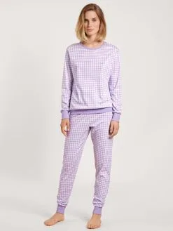 Calida Daylight Dreams Bündchen-Pyjama Digital Lavender