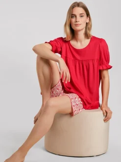Calida Easter Nights Kurz-Pyjama Red Glow -Unterwäsche Verkäufe Calida Easter Nights Kurz Pyjama rot 42652 136 4