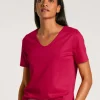 Calida Favourites Tulip Kurzarm-Shirt, V-Neck Barberry Red -Unterwäsche Verkäufe Calida Favourites Love Kurzarm Shirt V Neck rot 14051 176