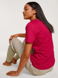 Calida Favourites Tulip Kurzarm-Shirt, V-Neck Barberry Red -Unterwäsche Verkäufe Calida Favourites Love Kurzarm Shirt V Neck rot 14051 176 6