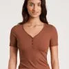 Calida Favourites Provence Kurzarm-Shirt, Feinripp Ginger Bisquit