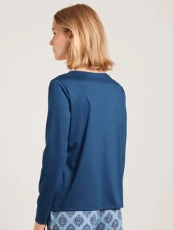 Calida Favourites Provence Langarm-Shirt, V-Neck Lapis Blue 12 Calida Favourites Provence Langarm-Shirt, V-Neck Lapis Blue -Unterwäsche Verkäufe Calida Favourites Provence Langarm Shirt V Neck blau 15334 437 2