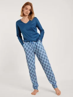 Calida Favourites Provence Langarm-Shirt, V-Neck Lapis Blue 13 Calida Favourites Provence Langarm-Shirt, V-Neck Lapis Blue -Unterwäsche Verkäufe Calida Favourites Provence Langarm Shirt V Neck blau 15334 437 3