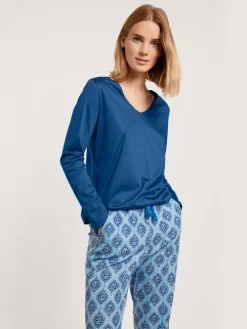 Calida Favourites Provence Langarm-Shirt, V-Neck Lapis Blue 15 Calida Favourites Provence Langarm-Shirt, V-Neck Lapis Blue -Unterwäsche Verkäufe Calida Favourites Provence Langarm Shirt V Neck blau 15334 437 5