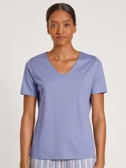 Calida Favourites Rosy Kurzarm-Shirt, V-Neck Provence Blue -Unterwäsche Verkäufe Calida Favourites Rosy Kurzarm Shirt V Neck blau 14051 371 1