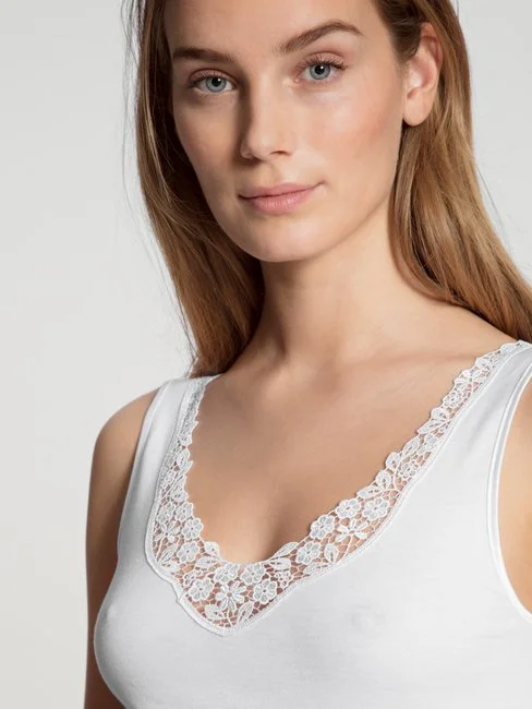 Calida Feminin Sense Tank-Top, V-Neck Weiss 6 Calida Feminin Sense Tank-Top, V-Neck Weiss – Bild 4