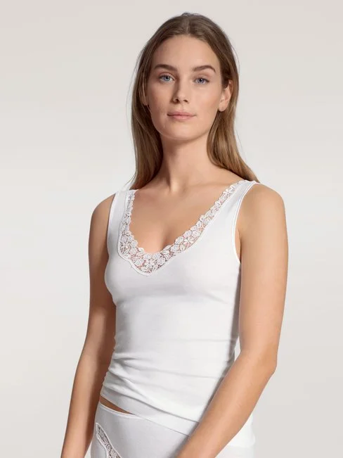 Calida Feminin Sense Tank-Top, V-Neck Weiss 3 Calida Feminin Sense Tank-Top, V-Neck Weiss