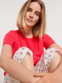 Calida Fruity Dreams 3/4-Pyjama Red Glow -Unterwäsche Verkäufe Calida Fruity Dreams 3 4 Pyjama rot 43653 136 5