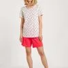 Calida Fruity Dreams Kurz-Pyjama Red Glow -Unterwäsche Verkäufe Calida Fruity Dreams Kurz Pyjama rot weiss 43253 136
