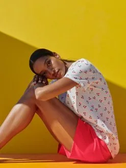 Calida Fruity Dreams Kurz-Pyjama Red Glow -Unterwäsche Verkäufe Calida Fruity Dreams Kurz Pyjama rot weiss 43253 136 2