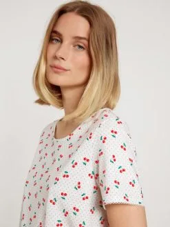 Calida Fruity Dreams Kurz-Pyjama Red Glow -Unterwäsche Verkäufe Calida Fruity Dreams Kurz Pyjama rot weiss 43253 136 4