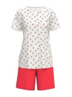 Calida Fruity Dreams Kurz-Pyjama Red Glow -Unterwäsche Verkäufe Calida Fruity Dreams Kurz Pyjama rot weiss 43253 136 6