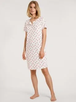 Calida Fruity Dreams Kurzarm-Nachthemd, Länge 95cm Red Glow