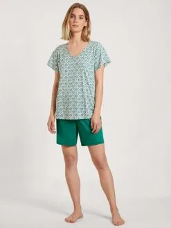 Calida Garden Nights Kurz-Pyjama Nevada Green -Unterwäsche Verkäufe Calida Garden Nights Kurz Pyjama gruen 42352 678 1