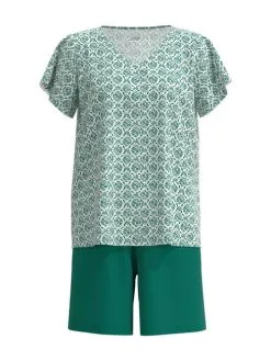 Calida Garden Nights Kurz-Pyjama Nevada Green -Unterwäsche Verkäufe Calida Garden Nights Kurz Pyjama gruen 42352 678 5