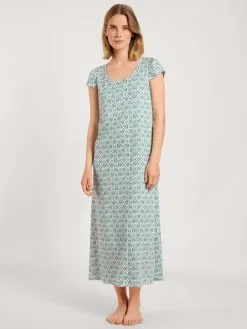 Calida Garden Nights Kurzarm-Nachthemd, Länge 125cm Nevada Green -Unterwäsche Verkäufe Calida Garden Nights Kurzarm Nachthemd Laenge 125cm gruen 32152 678 1
