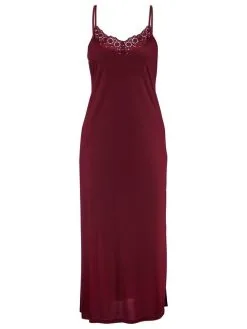 Calida Glamorous Nights Nachthemd Mit Spaghettiträgern, Länge 120cm Dark Cherry -Unterwäsche Verkäufe Calida Glamorous Nights Nachthemd Laenge 120cm rot 34097 177 7