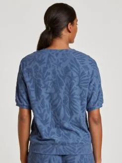 Calida Lounge Coast Kurzarm-Shirt Marine Water Blue -Unterwäsche Verkäufe Calida Lounge Coast Kurzarm Shirt blau 14637 427 2