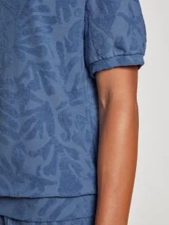Calida Lounge Coast Kurzarm-Shirt Marine Water Blue -Unterwäsche Verkäufe Calida Lounge Coast Kurzarm Shirt blau 14637 427 5