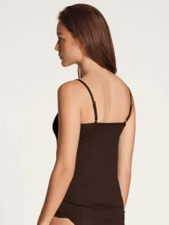 Calida Modal Sense Spaghetti-Top Espresso Brown -Unterwäsche Verkäufe Calida Modal Deluxe Spaghetti Top braun 10236 099 neu 1