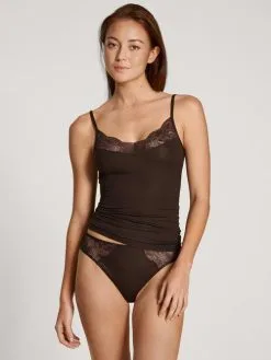 Calida Modal Sense Spaghetti-Top Espresso Brown -Unterwäsche Verkäufe Calida Modal Deluxe Spaghetti Top braun 10236 099 neu 2