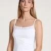 Calida Natural Comfort Lace Spaghetti-Top Weiss -Unterwäsche Verkäufe Calida Natural Comfort Lace Spaghetti Top weiss 10156 001