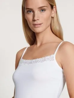 Calida Natural Comfort Lace Spaghetti-Top Weiss -Unterwäsche Verkäufe Calida Natural Comfort Lace Spaghetti Top weiss 10156 001 3