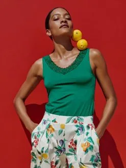 Calida Natural Comfort Lace Tank-Top Nevada Green -Unterwäsche Verkäufe Calida Natural Comfort Lace Tank Top gruen 12652 678 neu