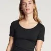 Calida Natural Comfort T-Shirt, Rundhals Schwarz -Unterwäsche Verkäufe Calida Natural Comfort Shirt kurzarm T Shirt schwarz 14075 992