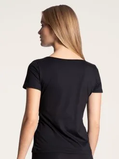 Calida Natural Joy Kurzarm-Shirt, V-Neck Schwarz -Unterwäsche Verkäufe Calida Natural Joy Kurzarm Shirt schwarz 14455 992 1
