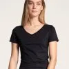 Calida Natural Joy Kurzarm-Shirt, V-Neck Schwarz -Unterwäsche Verkäufe Calida Natural Joy Kurzarm Shirt schwarz 14455 992