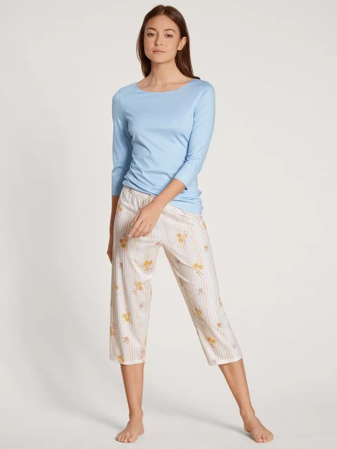 Calida Natural Luxe Shirt, 3/4-Arm Cerulean Blue 5 Calida Natural Luxe Shirt, 3/4-Arm Cerulean Blue – Bild 3