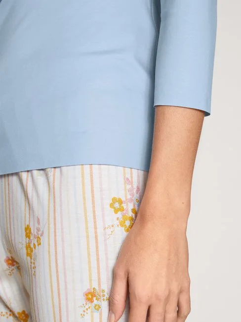 Calida Natural Luxe Shirt, 3/4-Arm Cerulean Blue 7 Calida Natural Luxe Shirt, 3/4-Arm Cerulean Blue – Bild 5