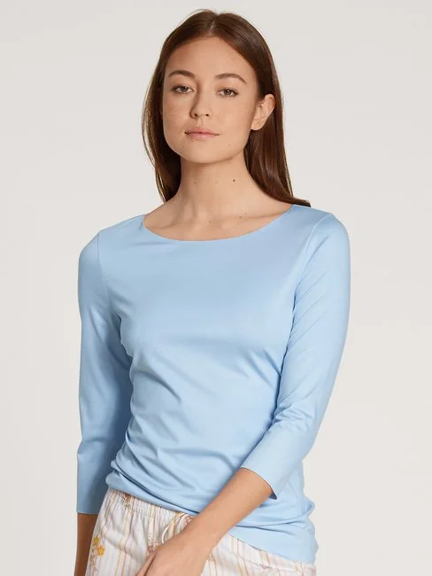 Calida Natural Luxe Shirt, 3/4-Arm Cerulean Blue 3 Calida Natural Luxe Shirt, 3/4-Arm Cerulean Blue