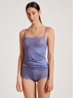 Calida Sensual Secrets Spaghetti-Top Mit Breitem Spitzensaum Provence Blue -Unterwäsche Verkäufe Calida Sensual Secrets Spaghetti Top mit breitem Spitzensaum violett 11531 371 3