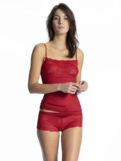 Calida Sensual Secrets Spaghetti-Top Mit Breitem Spitzensaum Rio Red -Unterwäsche Verkäufe Calida Sensual Secrets Spaghetti Top rot 11531 167 2